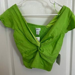 Bright green crop blouse